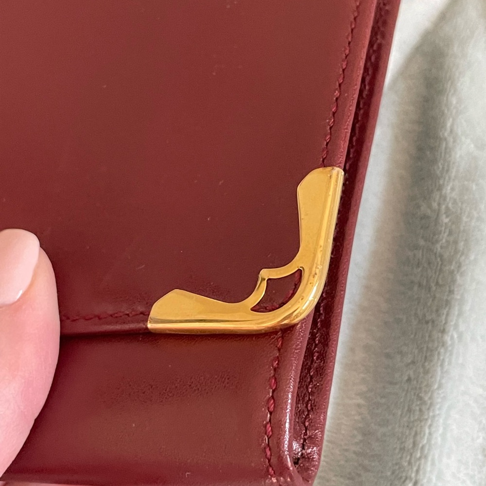 SOLD: Vintage Cartier Clutch Wine/Burgundy with Gold Hardware ❤️❤️❤️ - Picture 14 of 16